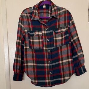Melrose and Market Plaid Jacket - Red, Blue, Gray